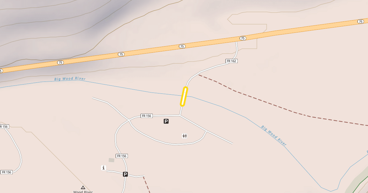 Map preview of Wood River Campground Road