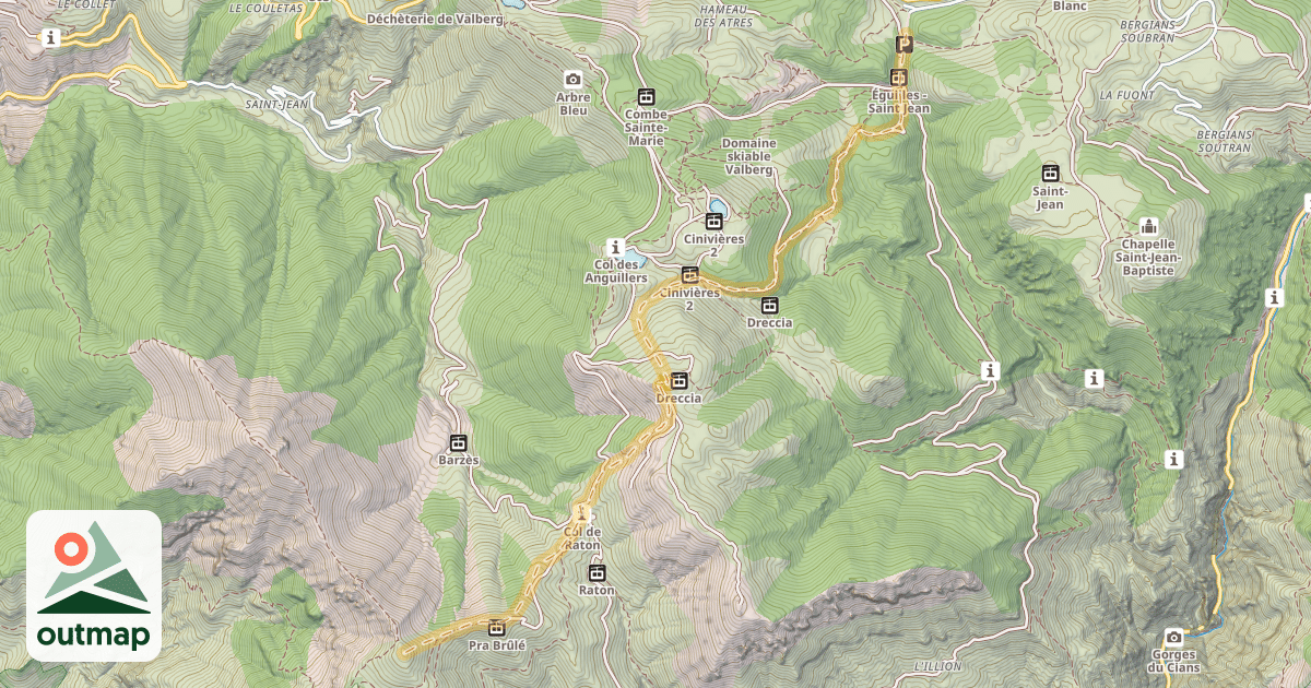 Map of Cime du Pra — Parking de la Rouya