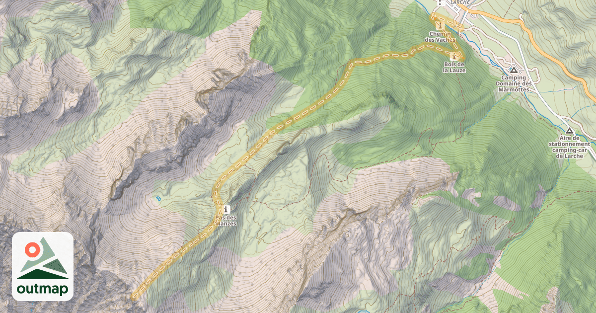 Map of Tête de Plate Longe — Larche