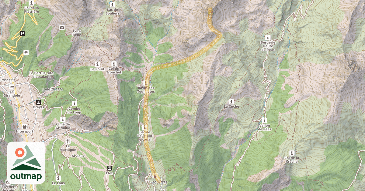 Map of Crête de Clot Chamaurie — Souliers