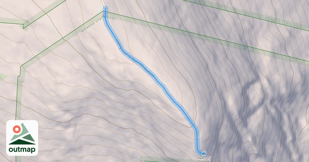 Map of hiking trail to Raycroft Outlook