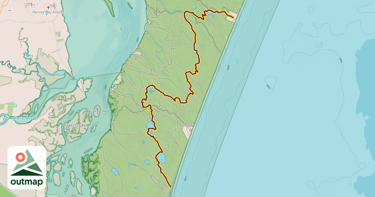Map of K'gari Great Walk in Queensland