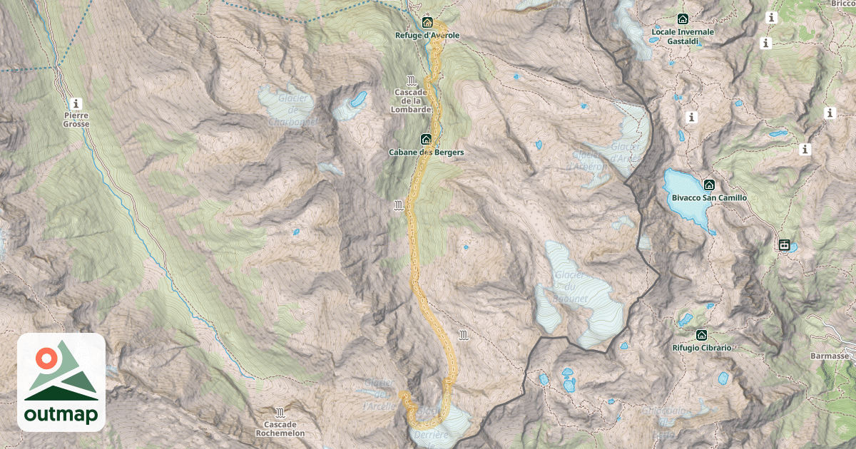 Map of Col de l'Arcelle — Refuge d'Avérole