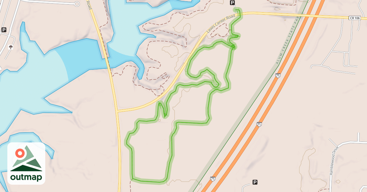 Map of Alum Creek Beginner Loop
