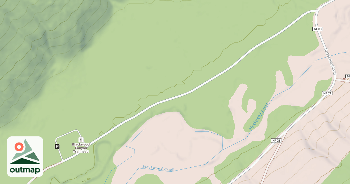 Map of BLACKWOOD CREEK - MIDDLE FORK