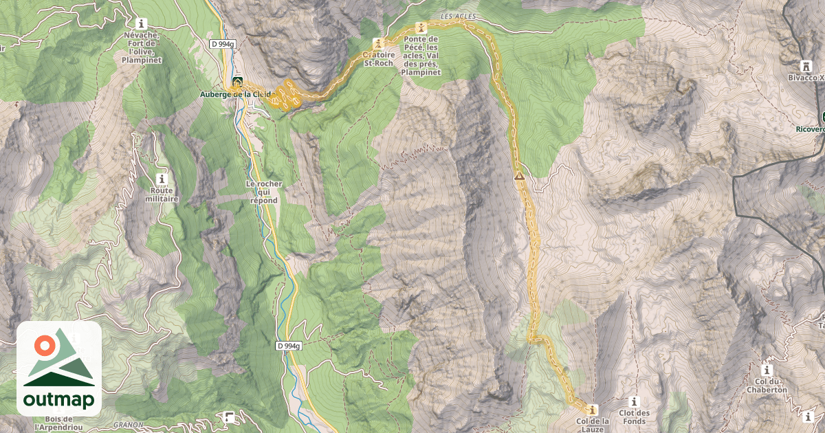 Map of Col de la Lauze — Plampinet