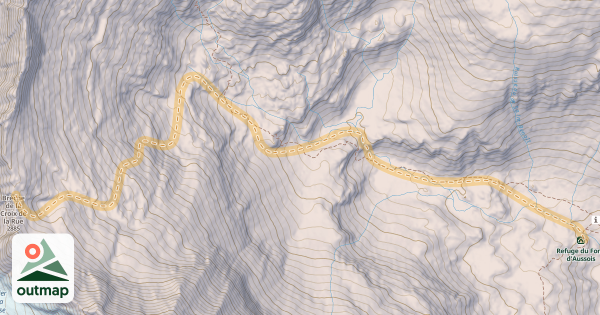 Map of Brèche de la Croix de la Rue — Refuge du Fond d'Aussois
