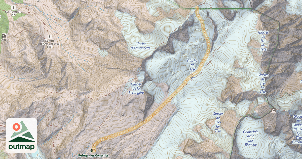 Map of Dôme de Miage Central — Refuge des Conscrits