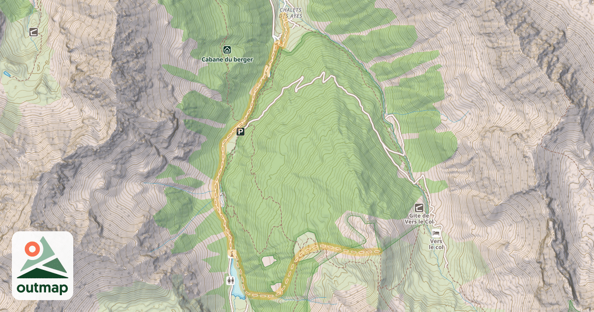 Map of Crête des Brusas — Les Ayes