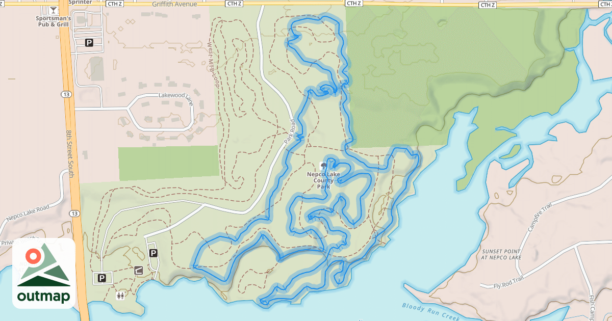 Map of East MTB Loop