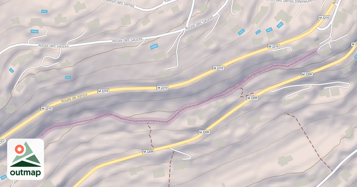 Map of Ancien Chemin de La Gaude à Gattières