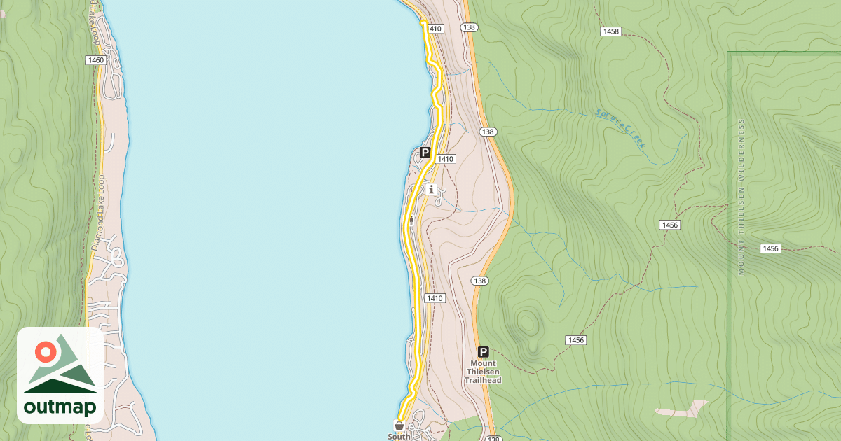 Map of Diamond Lake Campground Road