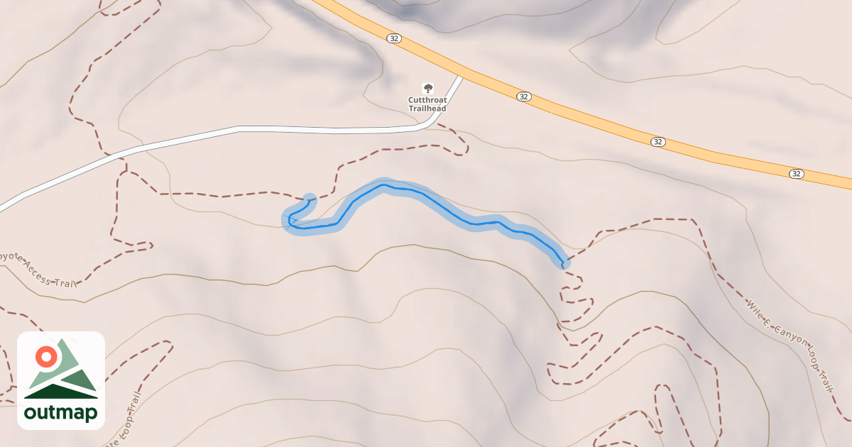 Map of Wile E. Canyon Access Trail