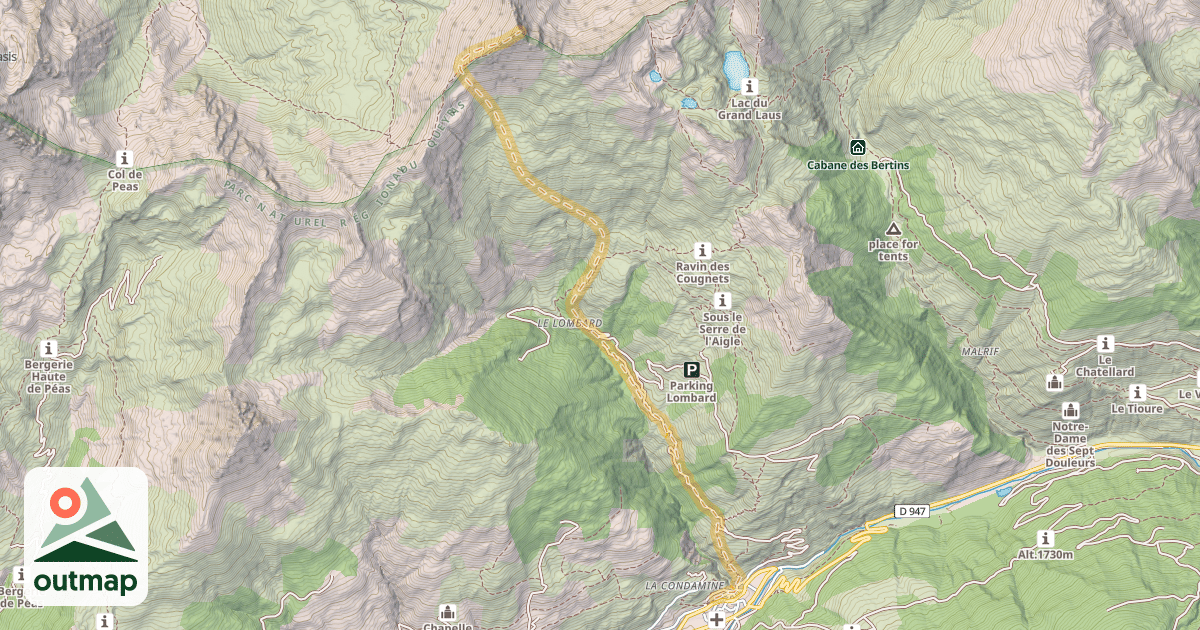 Map of Petite Rochebrunne — Aiguilles