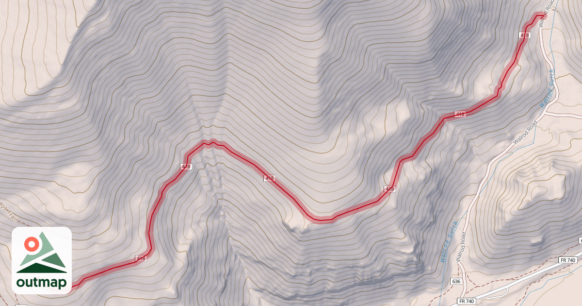 Map of Walrod Gulch Cutoff Trail #418
