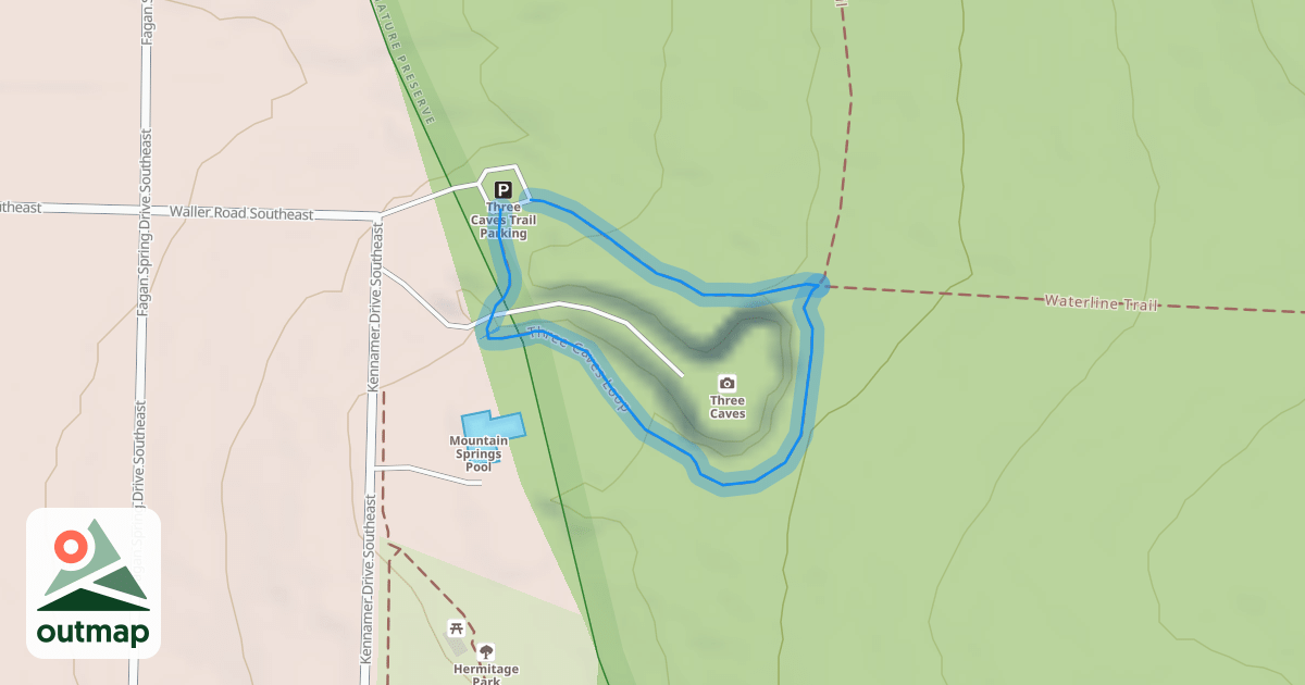 Map of Three Caves Loop