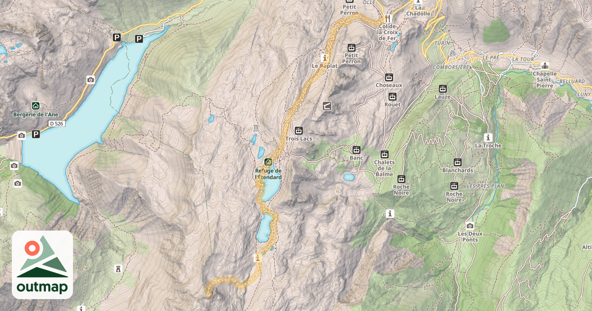 Map of Aiguille Noire — Col de la Croix-de-Fer