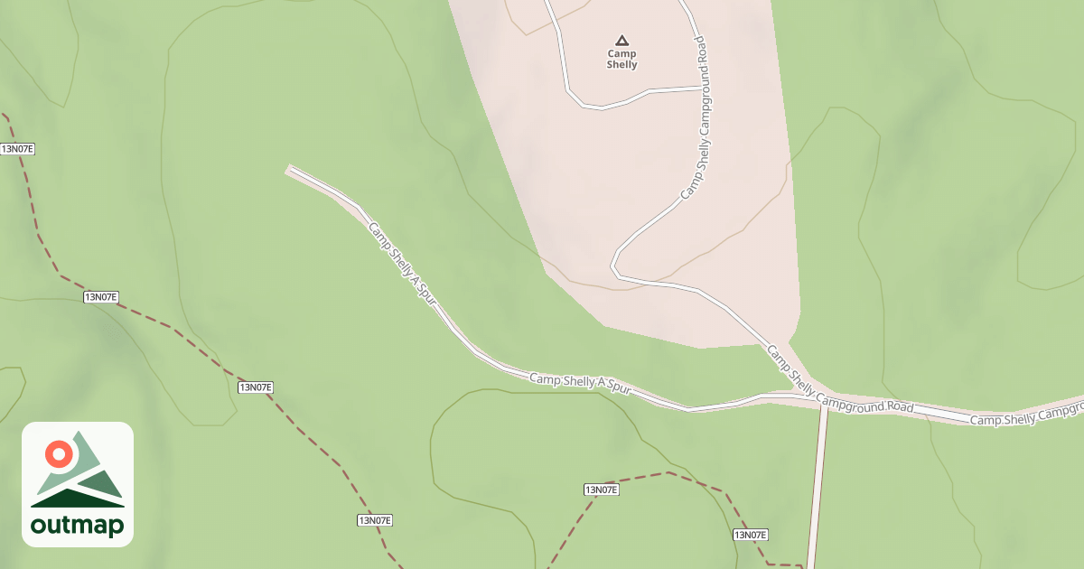 Map of CAMP SHELLY CAMPGROUND A SPUR