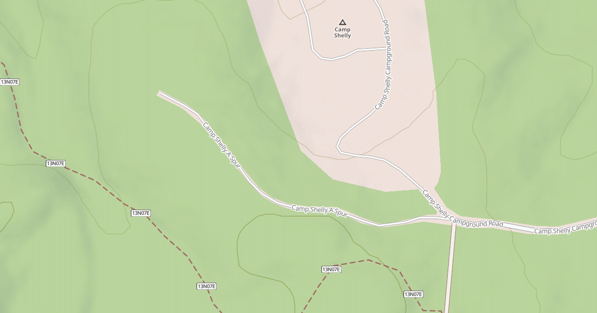 Map preview of CAMP SHELLY CAMPGROUND A SPUR