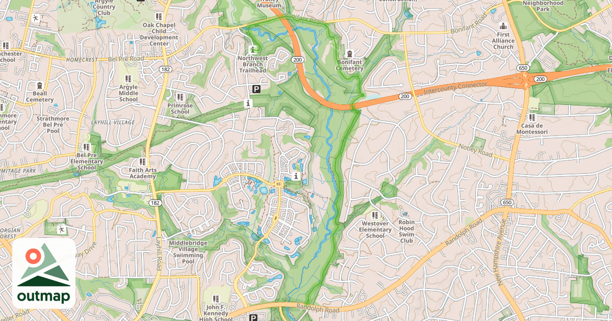 Map of Northwest Branch Trail