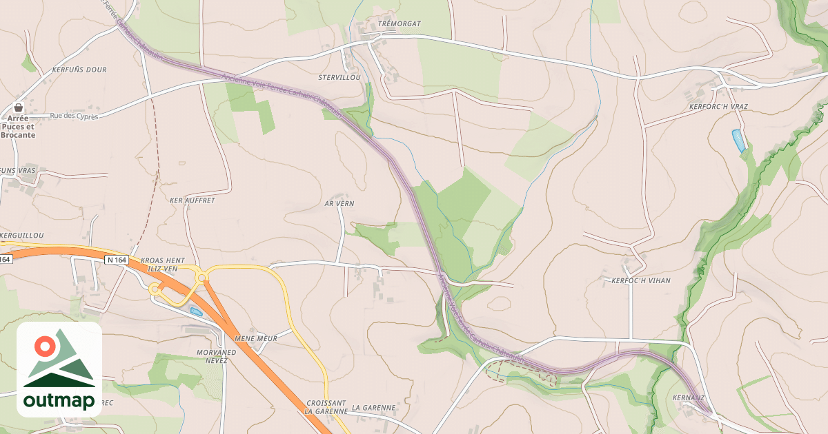Map of Ancienne Voie Ferrée Carhaix-Châteaulin