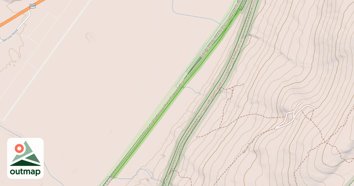 Map of Wurtsboro Ridge State Forest Lower O&W Rail Trail
