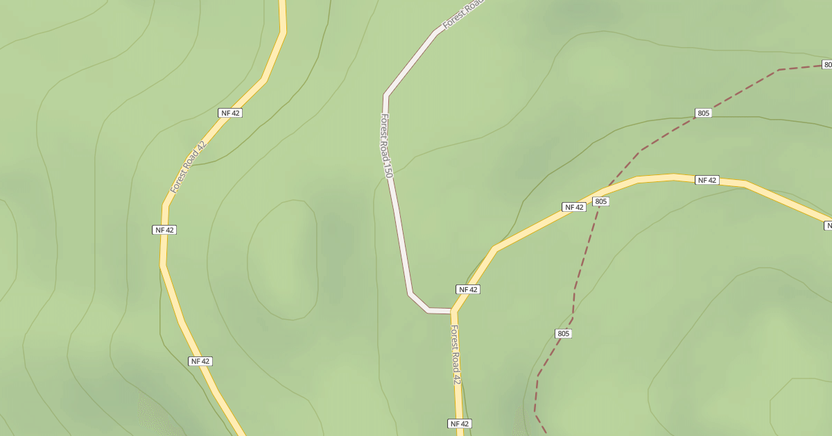 Map preview of USFS Motor Vehicle Use Map Roads {72D3556A-85E5-45E6-87CE-CC9E88CF7F3A}