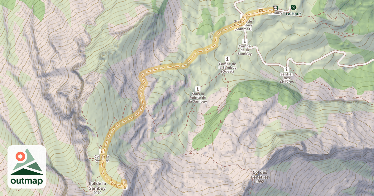 Map of Croix du Col de la Sambuy — Télésiège de la Sambuy