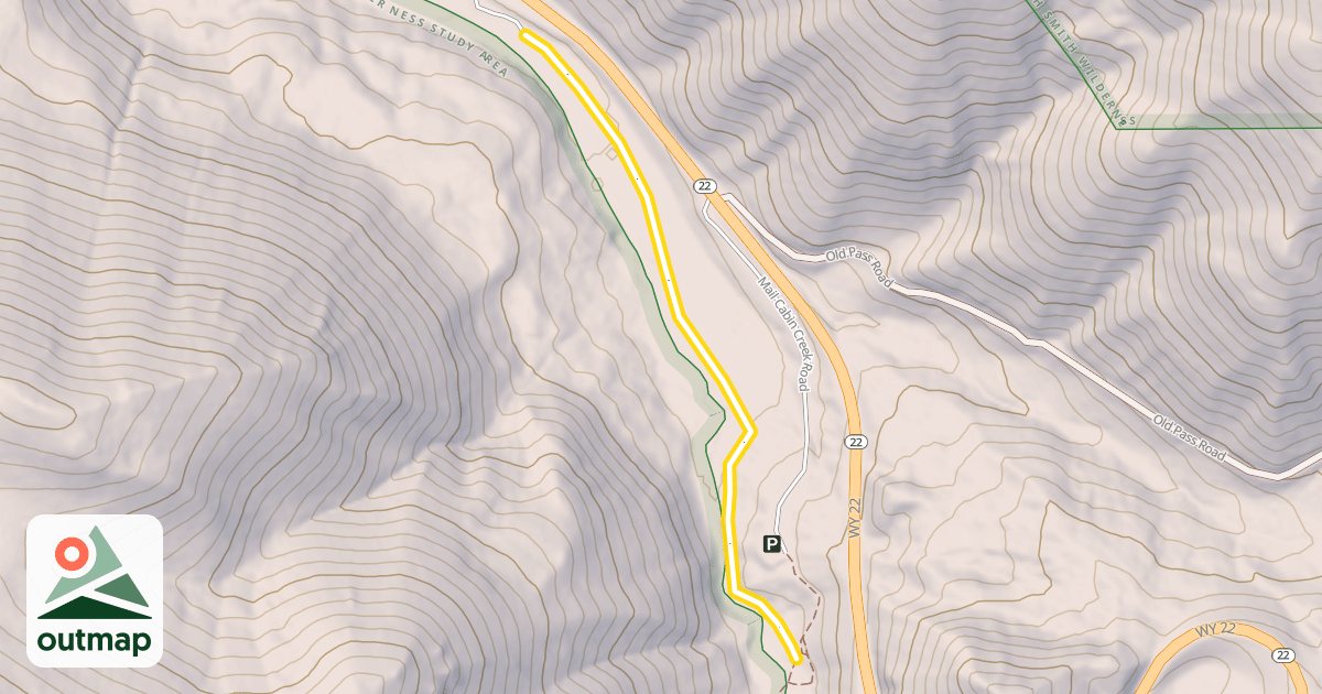 Map of Mail Cabin Creek