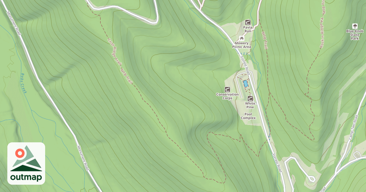 Map of Blue Knob State Park Trails