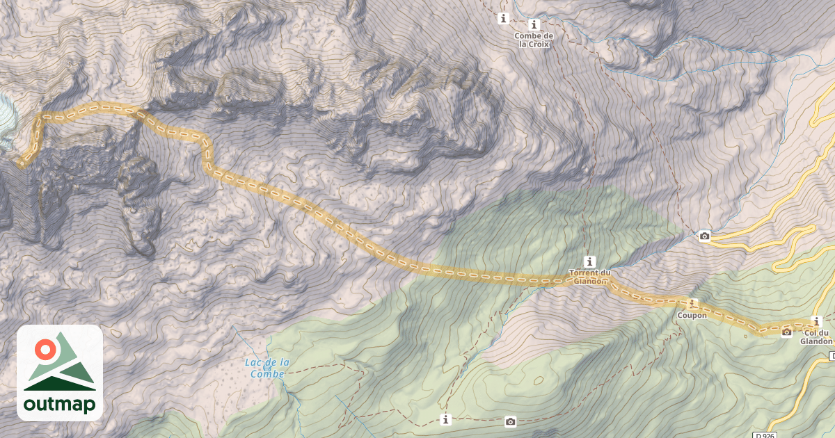 Map of Aiguille d'Olle — Col du Glandon