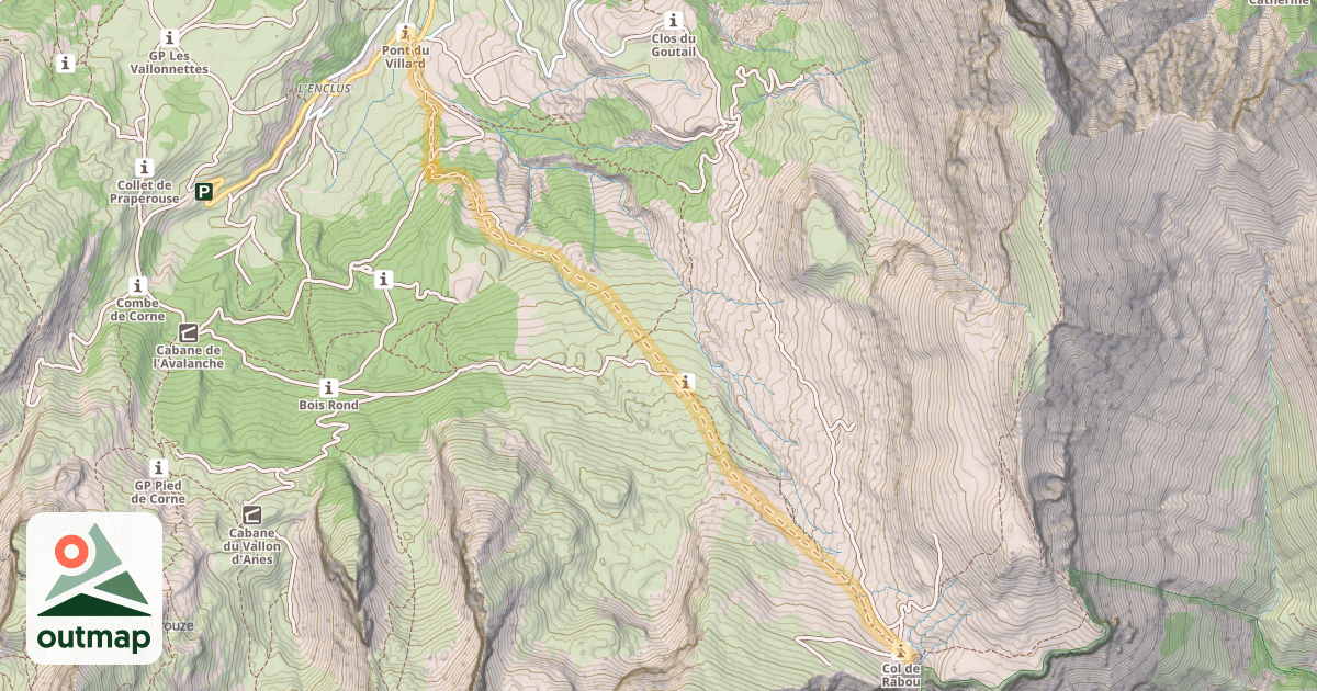 Map of Col de Rabou — Pont du Villard