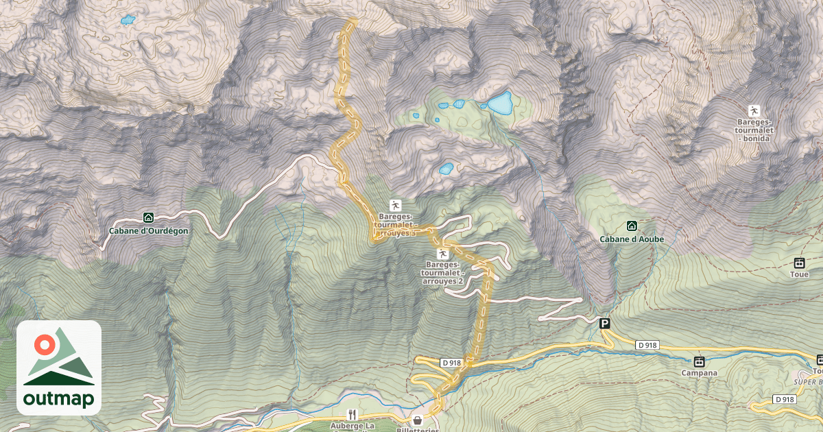 Map of Col des Pêcheurs — Parking d'Aoube