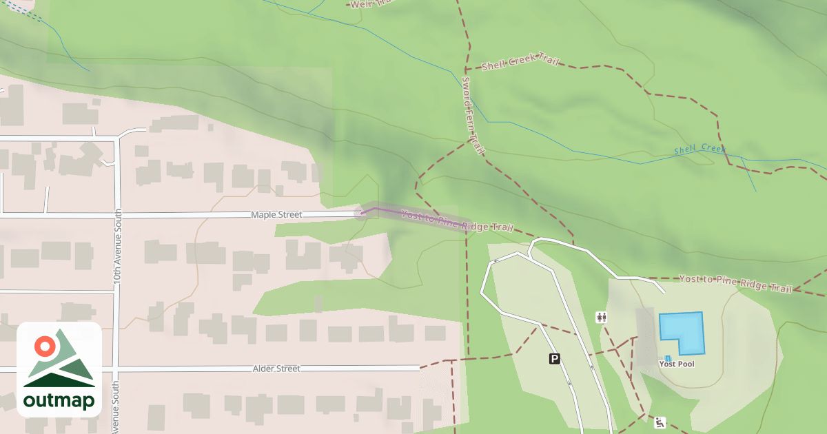 Map of Yost to Pine Ridge Trail