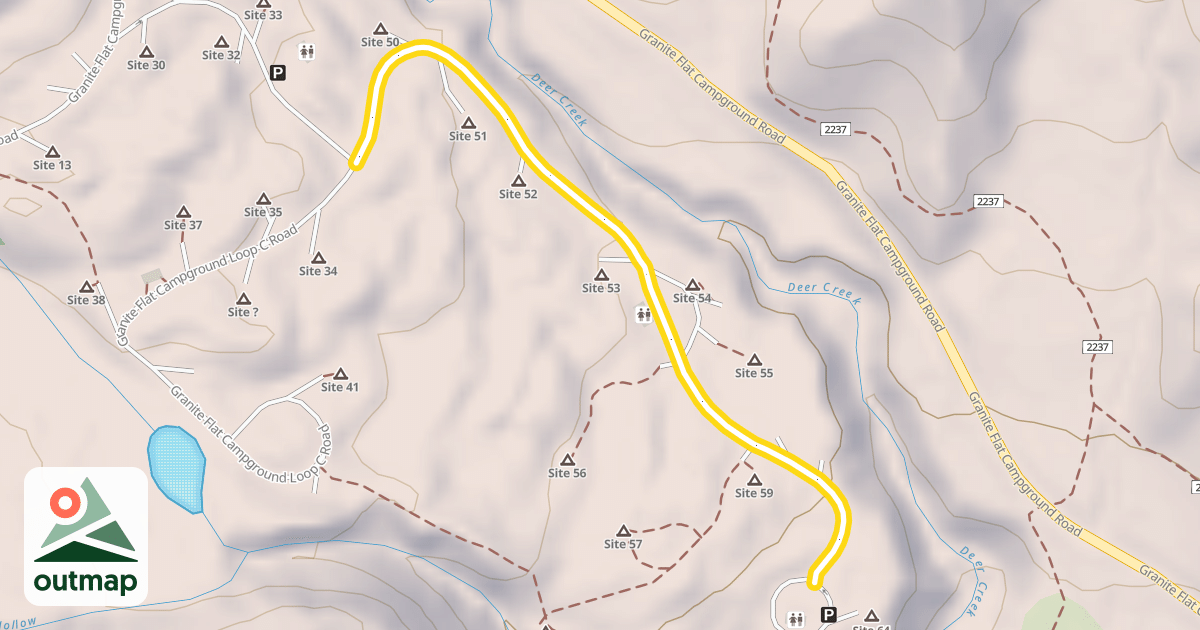 Map of Granite Flat Campground Loop D Road