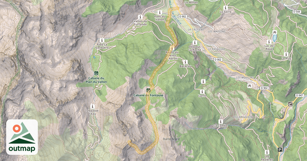 Map of Dent de Ratier — Arvieux