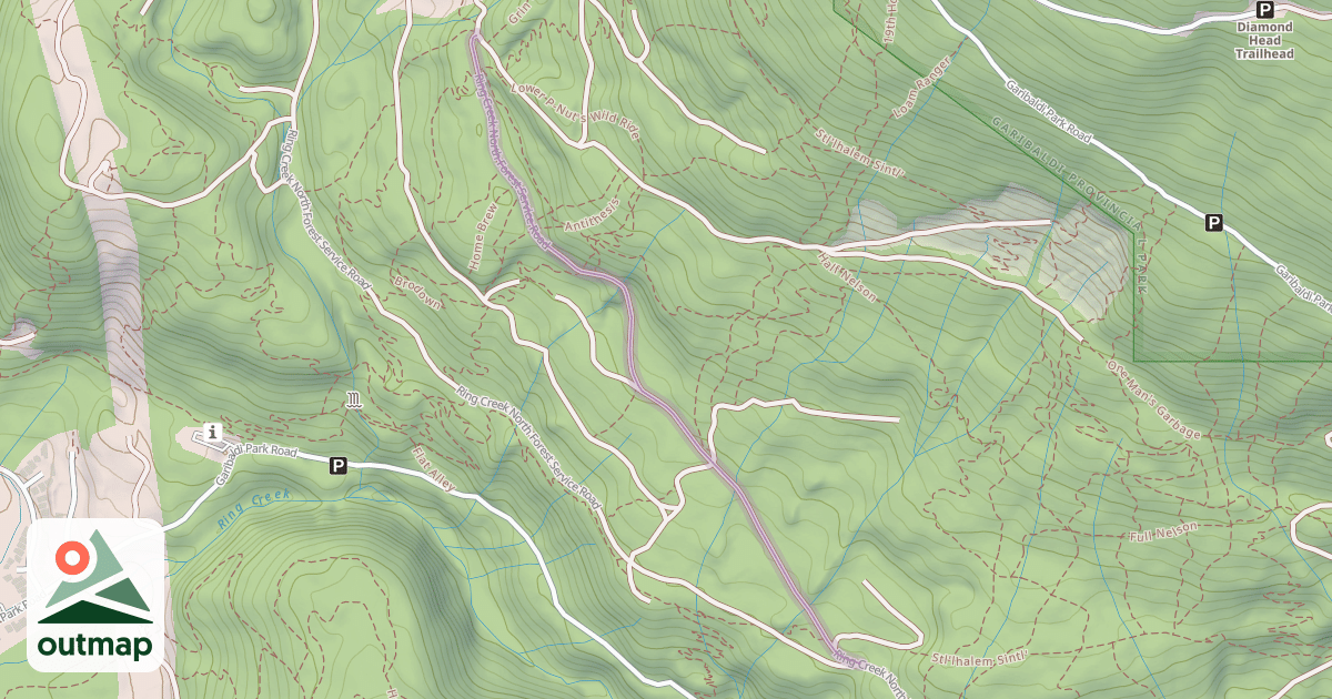 Map of Ring Creek North Forest Service Road