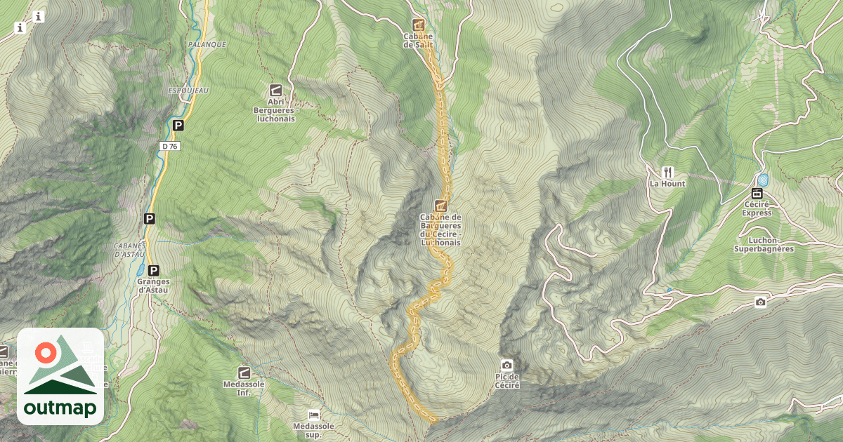 Map of Sommet de la Coume de Bourg — Cabane de Salit