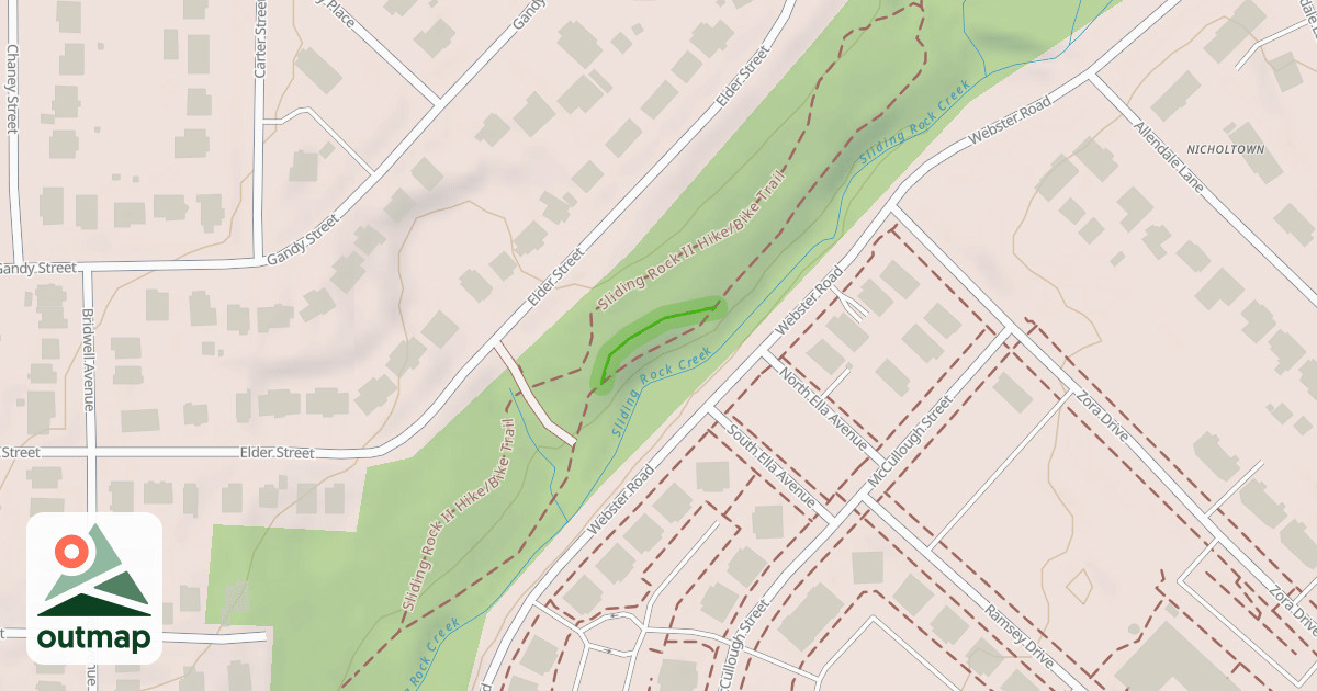 Map of Sliding Rock II Hike/Bike Trail