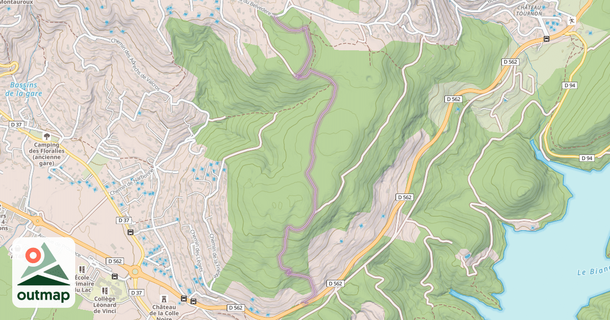 Map of Piste Eouvière->Impasse de Font Pascal