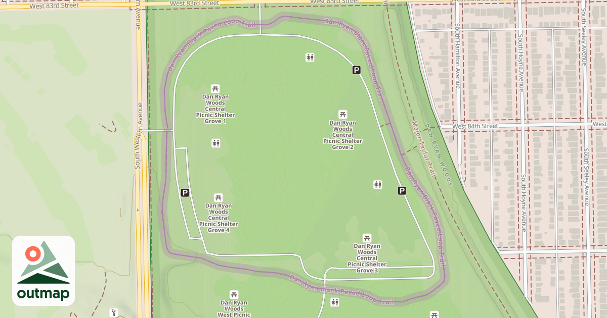 Map of Dan Ryan Black Paved Loop Trail