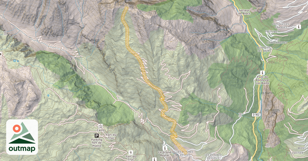 Map of Col de Cousset — Les Échines dessus