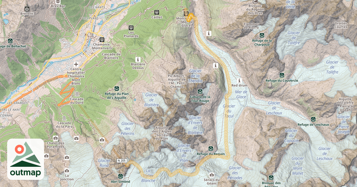 Map of Gare de Montenvers — Aiguille du Midi