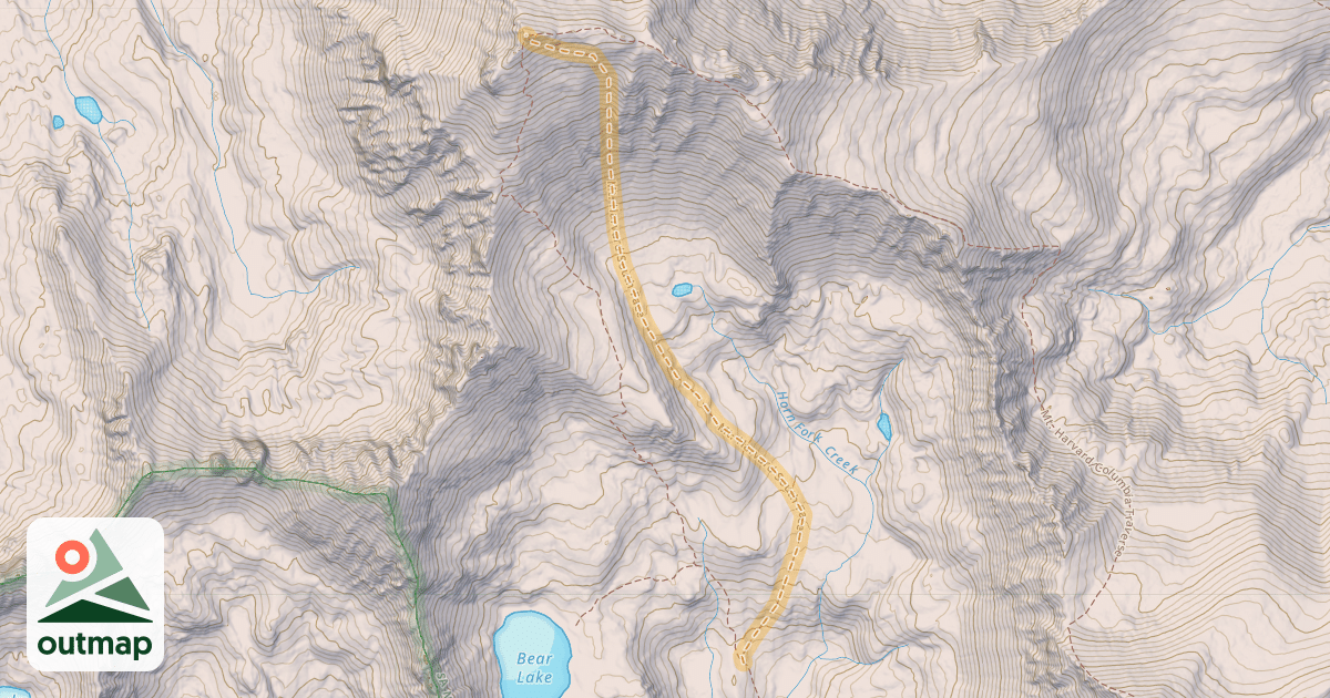 Map of Mt. Harvard South Face