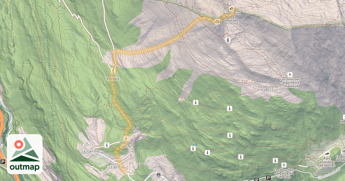Map of Aiguillette des Houches — Le Bettey