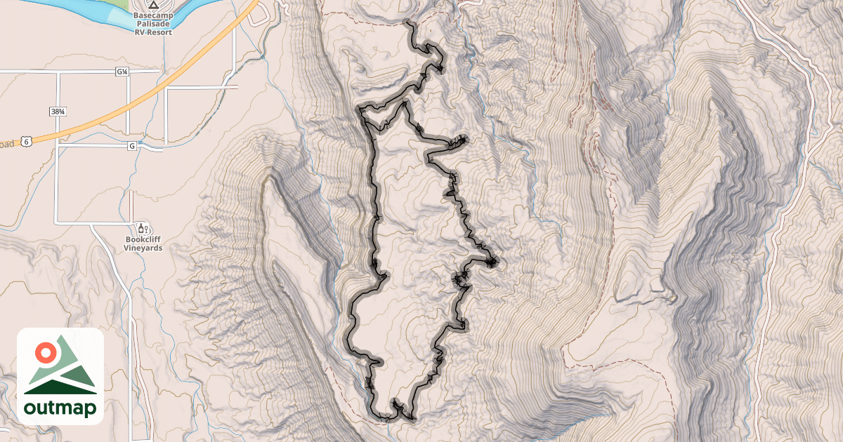 Map of Palisade Rim Upper Loop Trail
