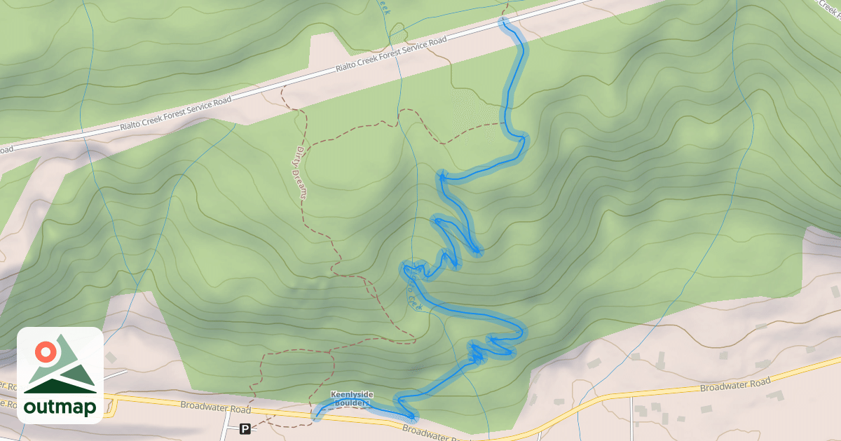 Map of Dirty Dreams Climb Trail