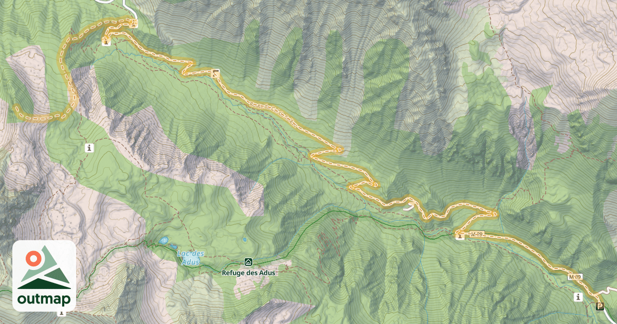 Map of Pointe des Adus — Granges du Terras