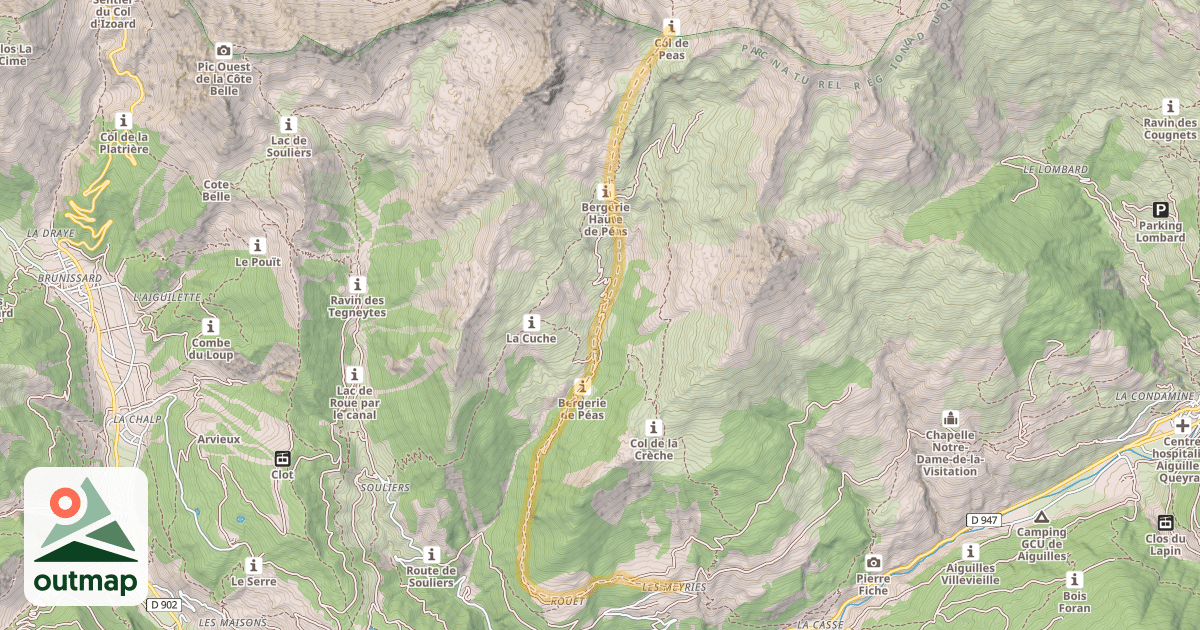 Map of Col de Péas — Les Meyries