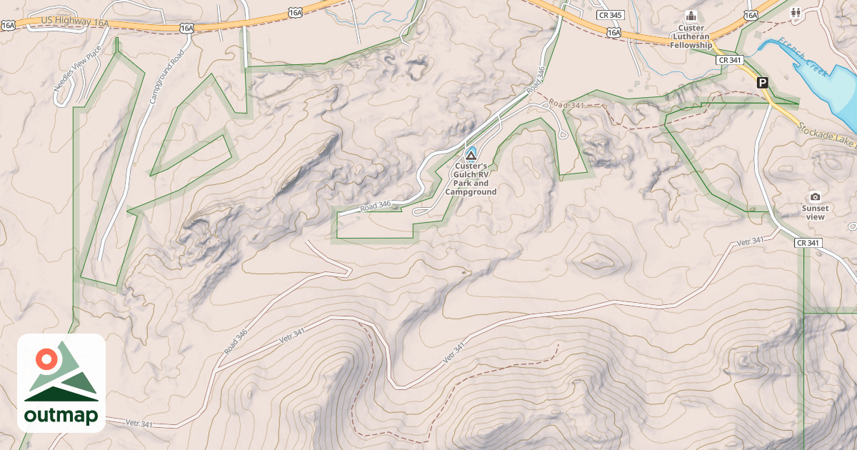 Map of CUSTER MOUNTAIN